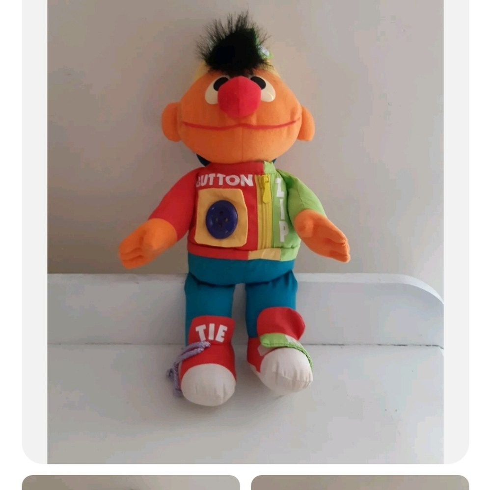 1995 Tyco Sesame Street Dress Me Up Ernie Plush Cloth Doll 15"